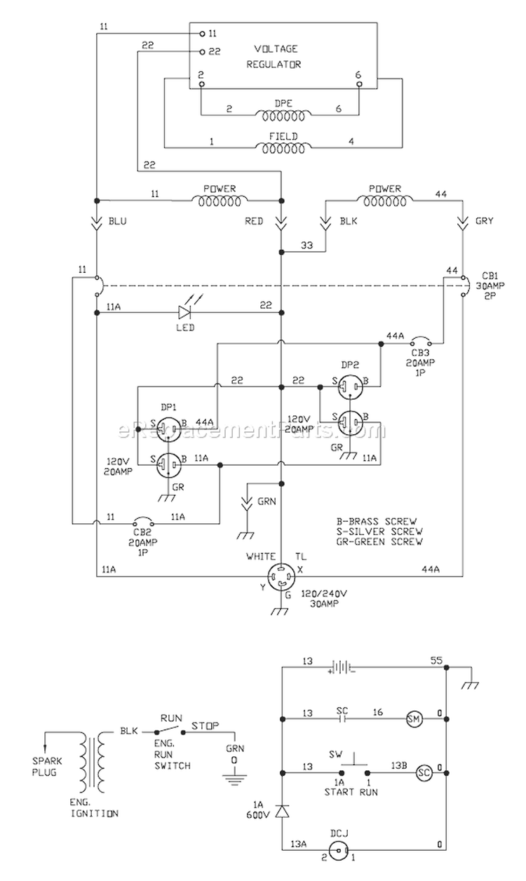 Page C Diagram and Parts List for 030334-0  Briggs and Stratton Generator